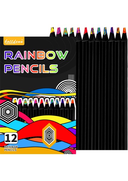 12 Renk Kurşun Çocuk Gökkuşağı Kalem Öğrenci Boyama (Yurt Dışından)