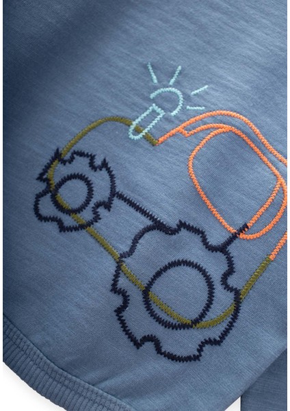 Traktör Nakışlı Sweatshirt 0-4 Yaş Indigo Mavi modelleri