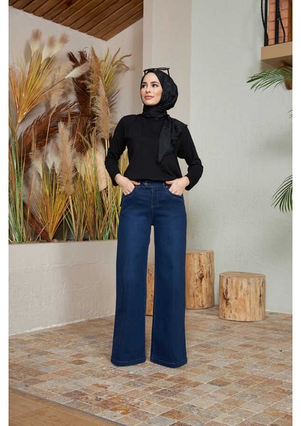1067-DENIM Bol Paça Pantolon Lacivert fiyatları