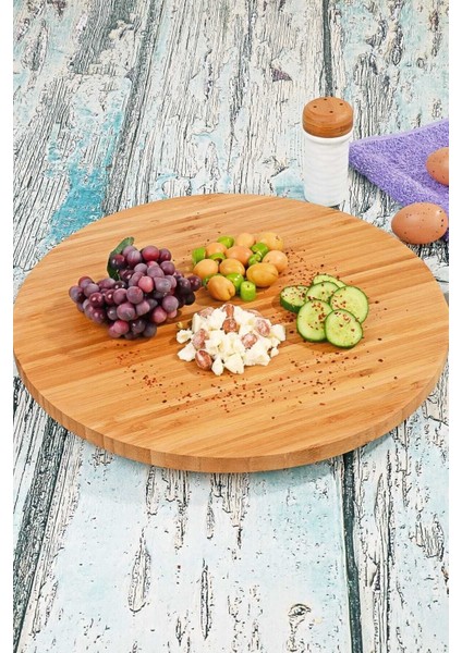 Lüx Bambu Pizza Tepsisi, 35 Cm, Şık ve Dayanıklı Sunum Için Ideal.