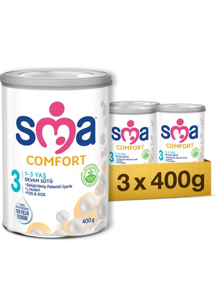3 Devam Sütü Comfort 400 gr x 3 Adet