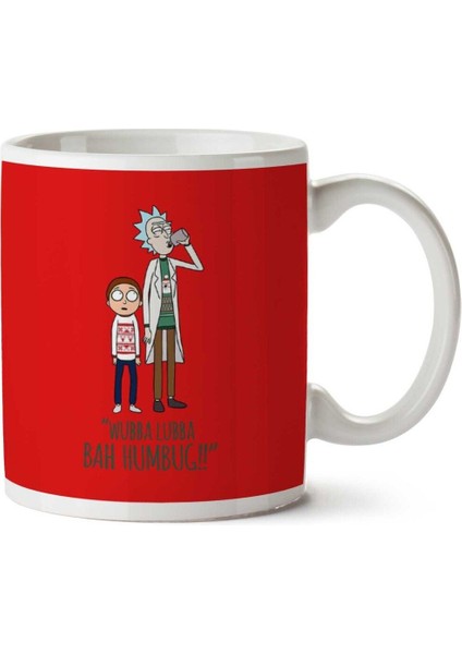 R And M Wubba Lubba Bah Humbug Christmas Iki Tarafı Baskılı Kupa Bardak