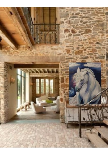 Kapadokya Gecesi ve At Konulu Estetik Dekoratif Yağlı Boya Tablo fiyatları