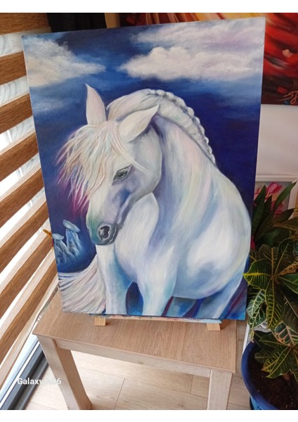 Kapadokya Gecesi ve At Konulu Estetik Dekoratif Yağlı Boya Tablo