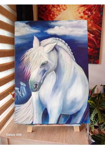 Kapadokya Gecesi ve At Konulu Estetik Dekoratif Yağlı Boya Tablo