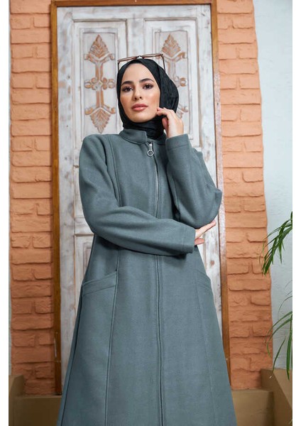 6577-KAŞE Pardesü Koyu Mint