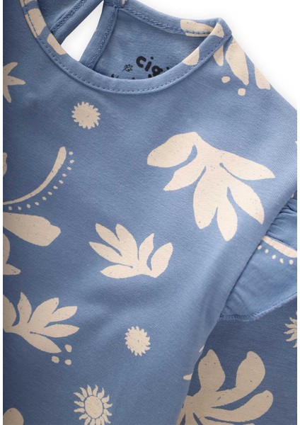 Desenli Uzun Kollu T-Shırt 2-10 Yaş Mavi modelleri