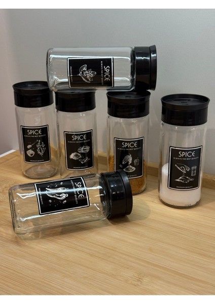 6’lı Cam Baharat Seti, Kendinden Yapışkanlı Etiketli Saklama Kapları fiyatları