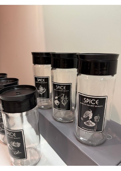 6’lı Cam Baharat Seti, Kendinden Yapışkanlı Etiketli Saklama Kapları modelleri