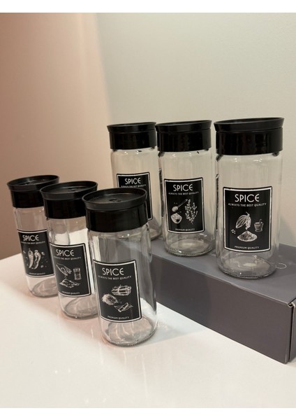 6’lı Cam Baharat Seti, Kendinden Yapışkanlı Etiketli Saklama Kapları fırsatları