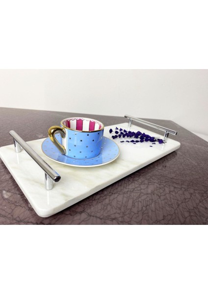 Doğal Mermer Sunum Tepsisi 15X30 Gümüş Slim Beyaz, Şık ve Zarif Kullanım Için Ideal. fırsatları