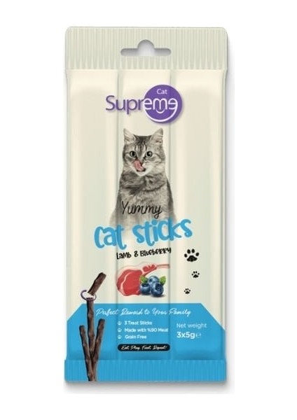 Cat Kuzu Etli ve Yaban Mersinli Stick Kedi Ödül Maması 3x