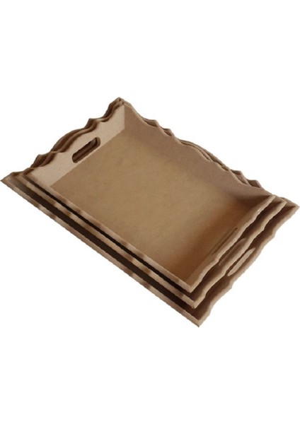 Üçlü Figürlü Kahverengi Tepsi, Şık ve Kullanışlı Dekoratif Ürün