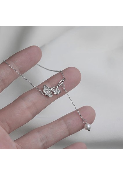 R1605 Gümüş Ginkgo Yaprağı Zirkon Kolye (Yurt Dışından) fiyatları