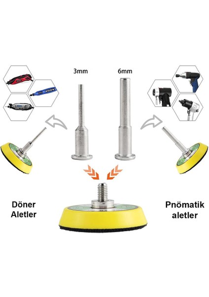 6385 Pimli Mini Cırt Zımpara Taban Seti Gravür ve Matkap Uyumlu 4 Parça modelleri