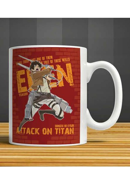 Attack On Titan Eren Baskılı Porselen Kupa Bardak