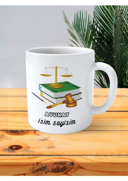 Avukat Baskılı Kupa Bardak Isimli Kişiye Özel Tokmak Kitap Resimli 4