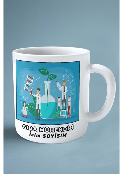 Gıda Mühendisi Meslek Baskılı Kupa Bardak Çift Taraflı Baskı Kişiye Özel Model 7