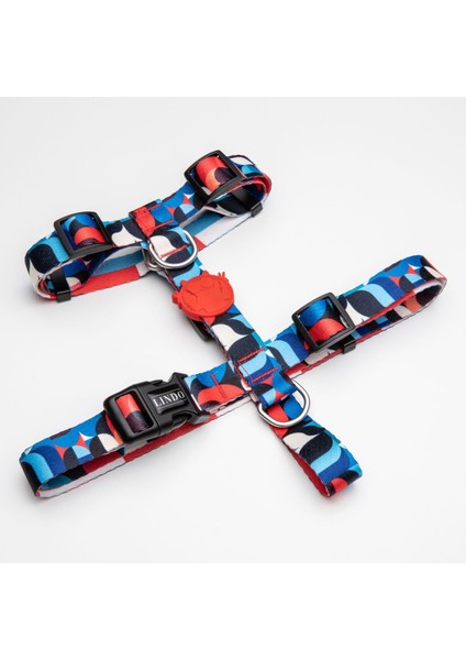 Lindo Dogs Red Line H Tipi Köpek Göğüs Tasması Kırmızı/Mavi Beden