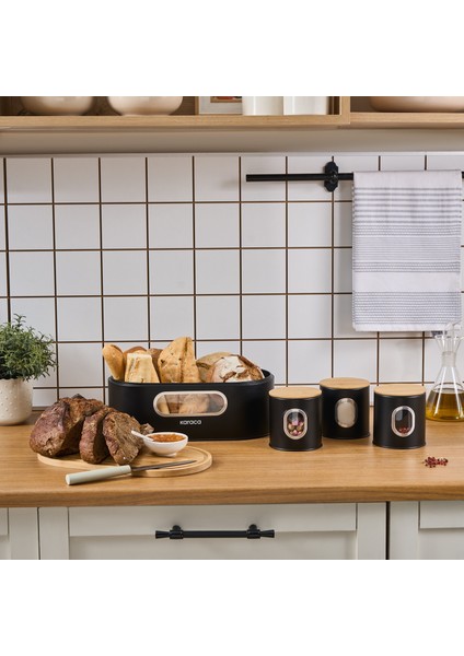 Premium Ekmek Kutusu-Saklama Kabı Hediyeli Siyah