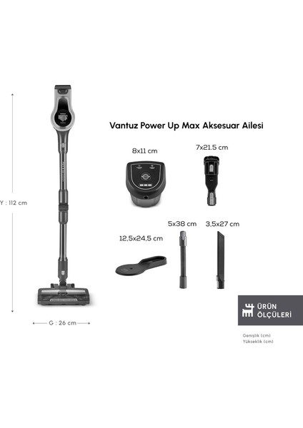 Vantuz Power Up Max Dikey Süpürge Silver modelleri