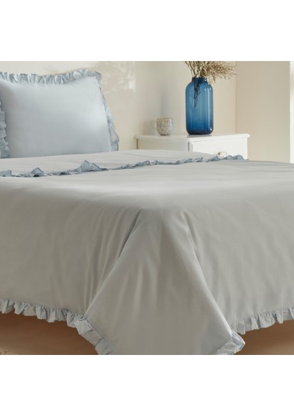 Pure Ruffle %100 Pamuk Çift Kişilik Nevresim Takımı Açık Mavi fırsatları
