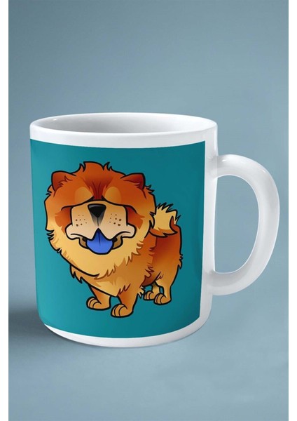 Chow Chow Çov Çov Köpek Isimli Kişiye Özel Baskılı Kupa Bardak Mavi