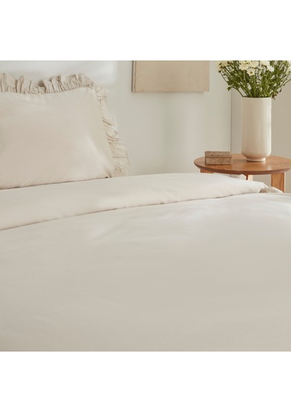 Pure Ruffle %100 Pamuk King Size Nevresim Takımı Ekru indirimleri