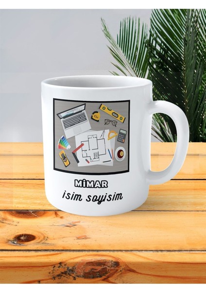 Mimar Iç Dış Baskılı Kupa Bardak Isimli Kişiye Özel Su Denge Tahtası