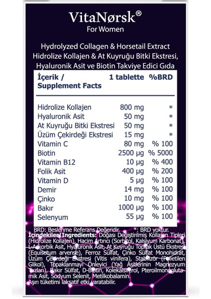Collagen Tablet ( Kollajen + Hyaluronik Asit + Atkuyruğu + Biotin + C Vitamini) 45 Tablet fırsatları
