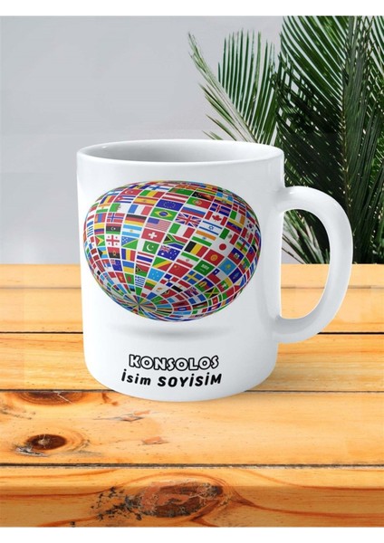 Konsolos Meslek Baskılı Kupa Bardak Çift Taraflı Baskı Kişiye Özel Model