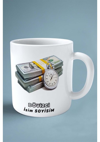 Dövizci Meslek Baskılı Kupa Bardak Çift Taraflı Baskı Kişiye Özel Model 5