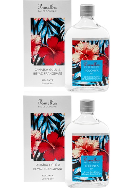 Kolonya Jamaika Gülü &beyaz Frangipani 2 Adet (2X250 Ml, 80 Derece. Cam Şişe)