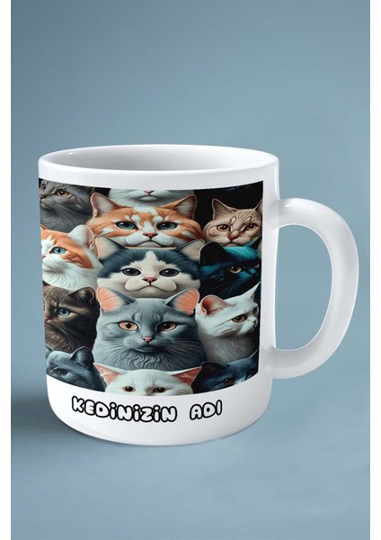 Kedi Çift Taraflı Baskılı Kupa Bardak Kişiye Özel Kedi Yapay Zeka fiyatları