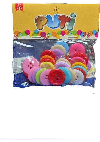 Putı Renklı Plastık Dugme 30GR 2cm Karısık Renk