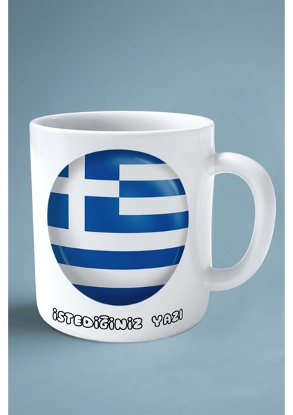 Yunanistan Greek Greece Bayrak Baskılı Kupa Bardak Çift Taraflı Kişiye Özel Model 1 fiyatları
