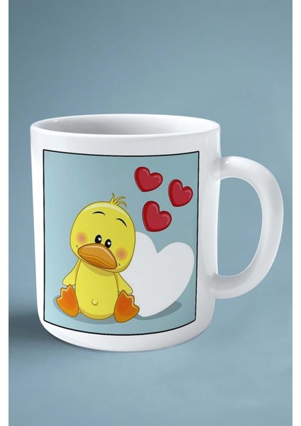 Civciv Baskılı Kupa Bardak Çift Taraflı Kişiye Özel Çerçeveli Renkli Model 6