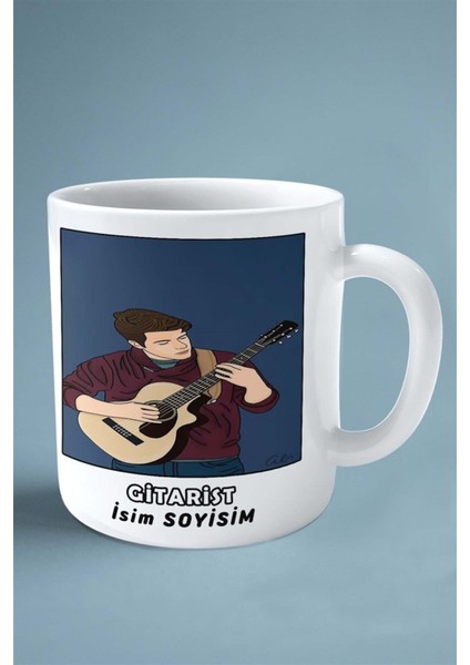 Gitarist Gitar Meslek Baskılı Kupa Bardak Çift Taraflı Baskı Kişiye Özel Model 3