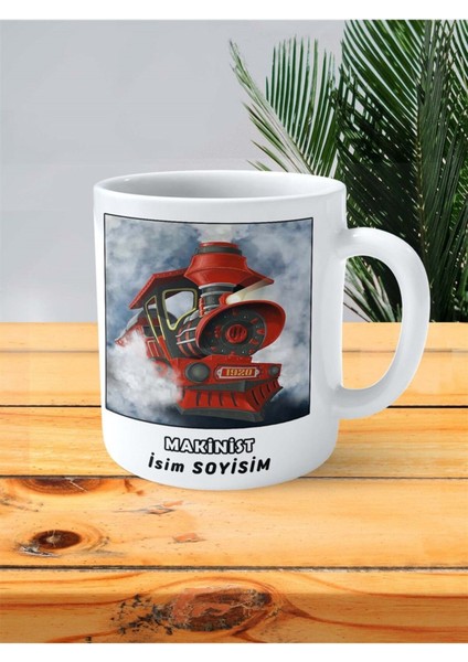 Makinist Meslek Baskılı Kupa Bardak Çift Taraflı Baskı Kişiye Özel Model