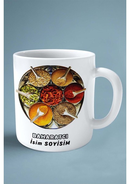 Baharatcı Baskılı Kupa Bardak Çift Taraflı Baskı Kişiye Özel Model 5