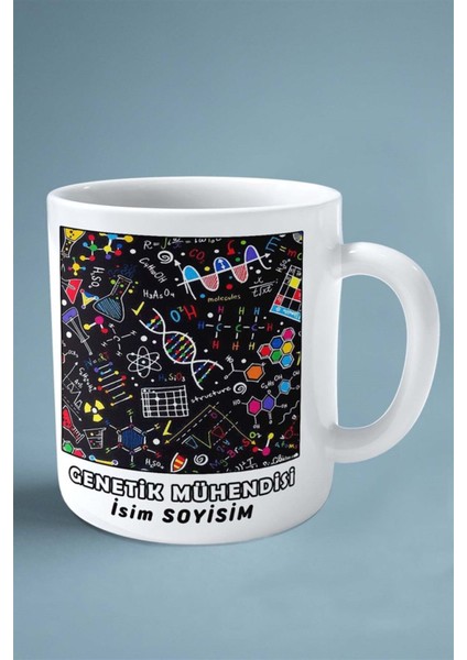 Genetik Mühendisi Meslek Baskılı Kupa Bardak Çift Taraflı Baskı Kişiye Özel Model 17
