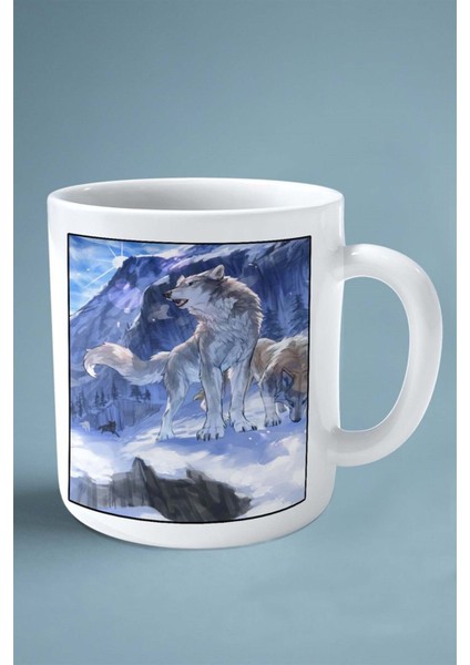 Kurt Baskılı Kupa Bardak Çift Taraflı Kişiye Özel Çerçeveli Renkli Model 10