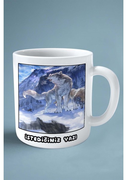 Kurt Baskılı Kupa Bardak Çift Taraflı Kişiye Özel Çerçeveli Renkli Model 10 fiyatları