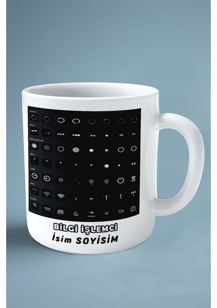 Bilgi Işlemci Baskılı Kupa Bardak Çift Taraflı Baskı Kişiye Özel Model 14