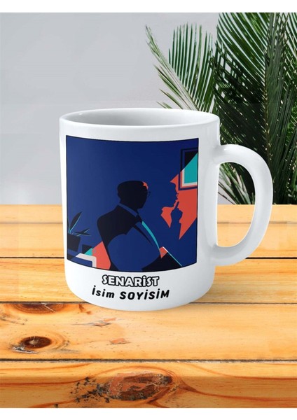 Senarist Meslek Baskılı Kupa Bardak Çift Taraflı Baskı Kişiye Özel Model 5