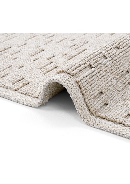 Mirage Bej Kilim Halı Çizgili Bukle Dokuma Kaymaz Taban Yumuşak Salon Oturma Odası İnce Yazlık Kilim