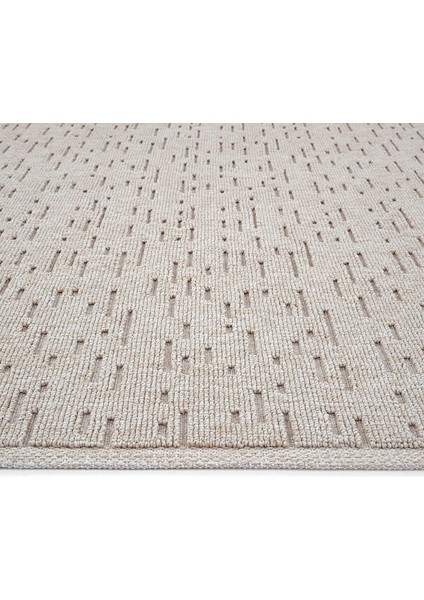 Mirage Bej Kilim Halı Çizgili Bukle Dokuma Kaymaz Taban Yumuşak Salon Oturma Odası İnce Yazlık Kilim