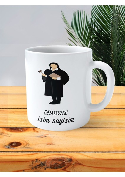 Avukat Baskılı Kupa Bardak Isimli Kişiye Özel Cübbe Resmi