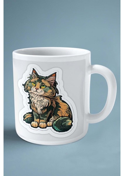 Maine Coon Kedi Isimli Kişiye Özel Baskılı Kupa Bardak Model 21