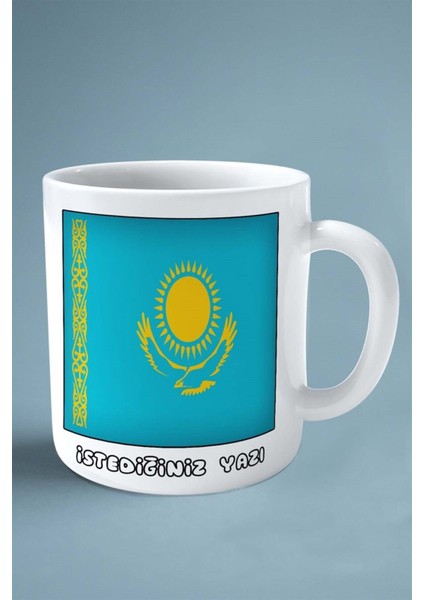 Kazakistan Bayrak Baskılı Kupa Bardak Çift Taraflı Kişiye Özel fiyatları